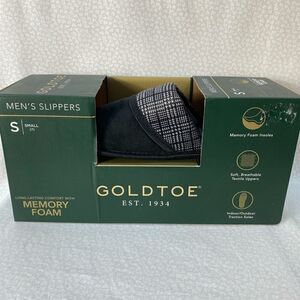 GOLDTOE Men's Size Small (7) Black Memory Foam Slippers.